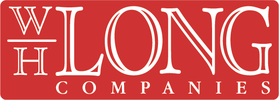 Red rectangular logo with white text displaying "W H LONG COMPANIES," with "W H" stacked vertically to the left of "LONG" and "COMPANIES" below in smaller letters.